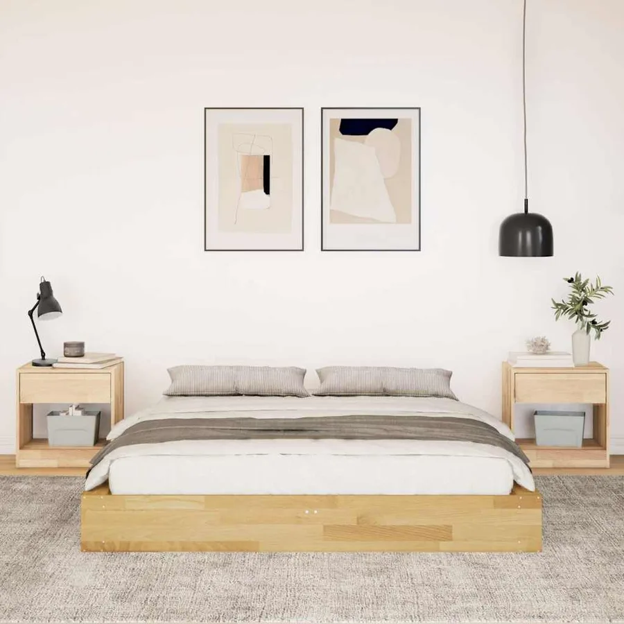 Cadre de lit sans matelas 150x200 cm bois massif de chêne - 4