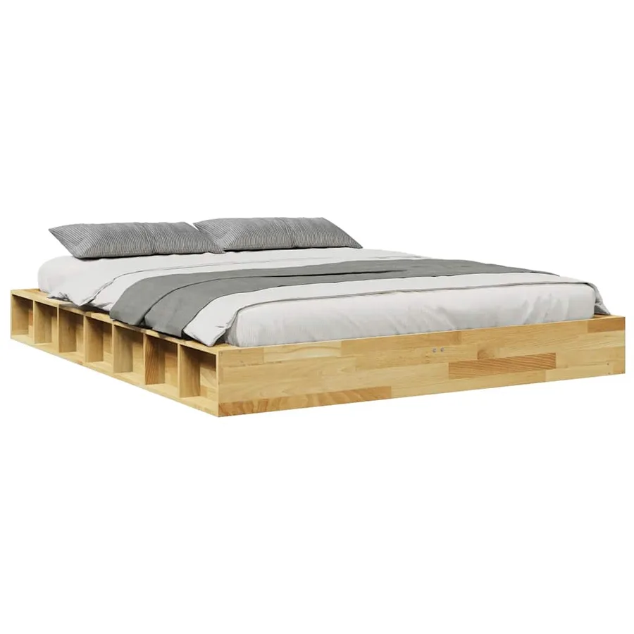 Cadre de lit sans matelas 150x200 cm bois massif de chêne - 5