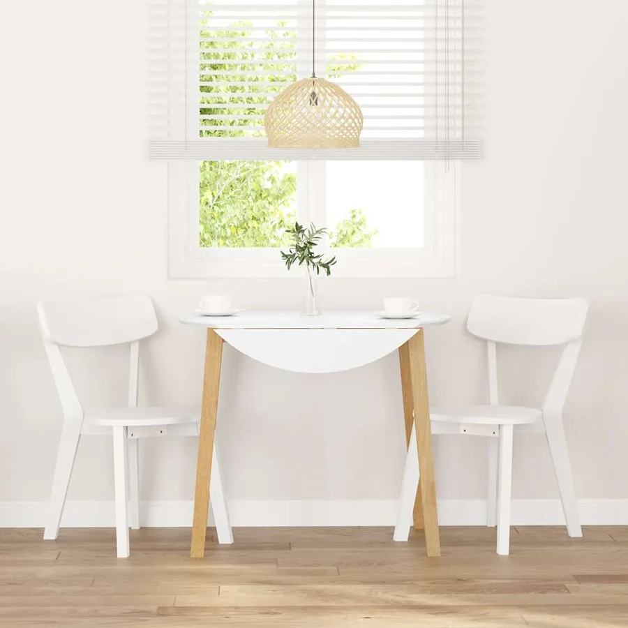 Chaises à manger 2 pcs blanc bois massif caoutchouc - 3