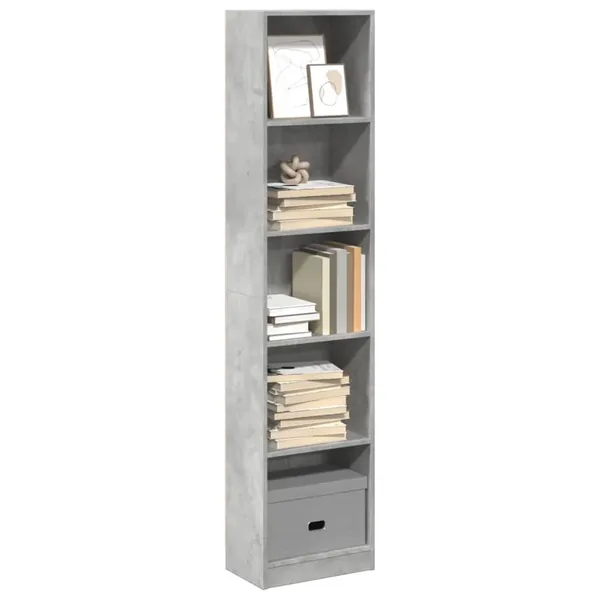 Bibliothèque gris béton 40x24x176 cm bois d'ingénierie