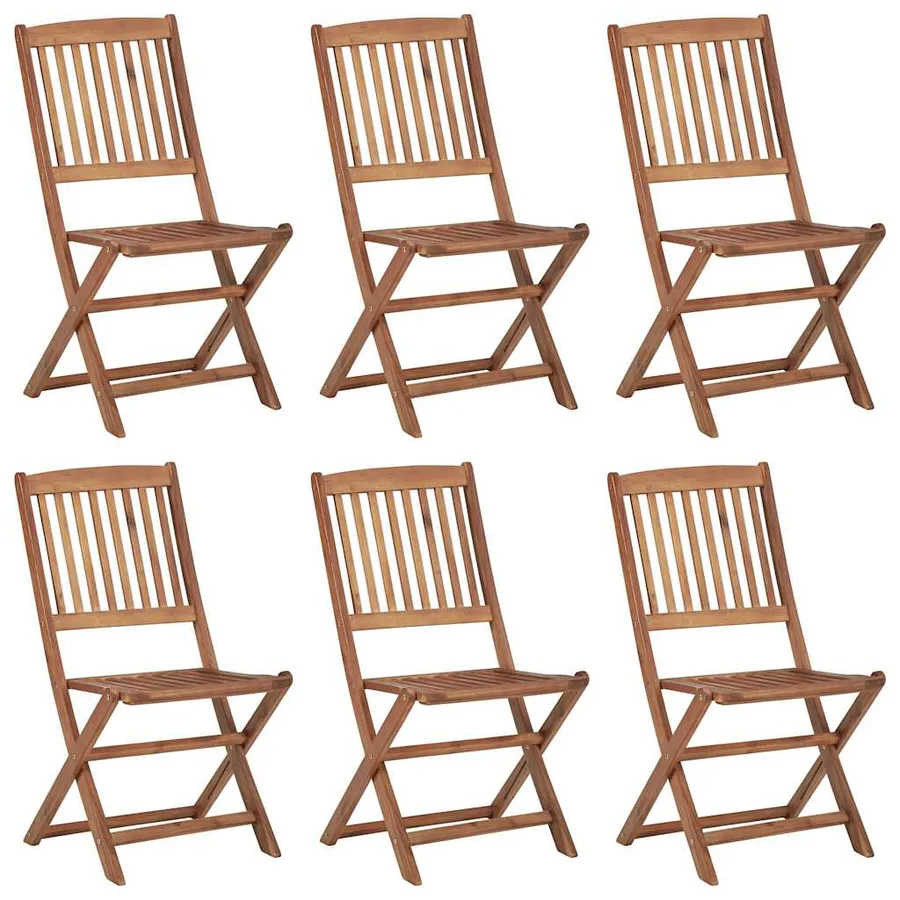 Chaises pliables de jardin lot de 6 avec coussins Bois d'acacia - 2