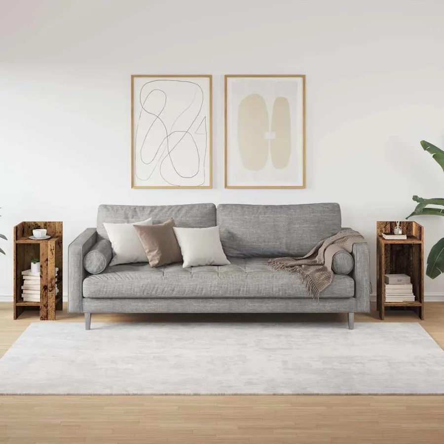 Tables d'appoint 2 pcs avec étagère vieux bois 25,5x27x60 cm - 3