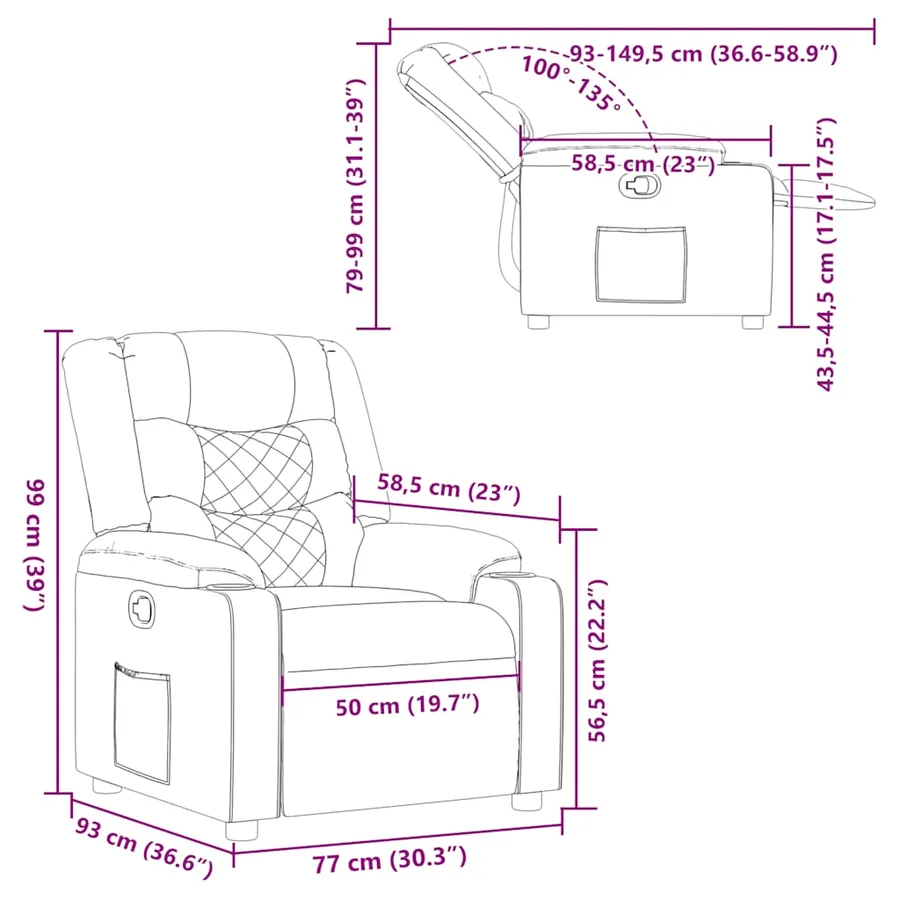 Fauteuil inclinable Rouge bordeaux Tissu - 11