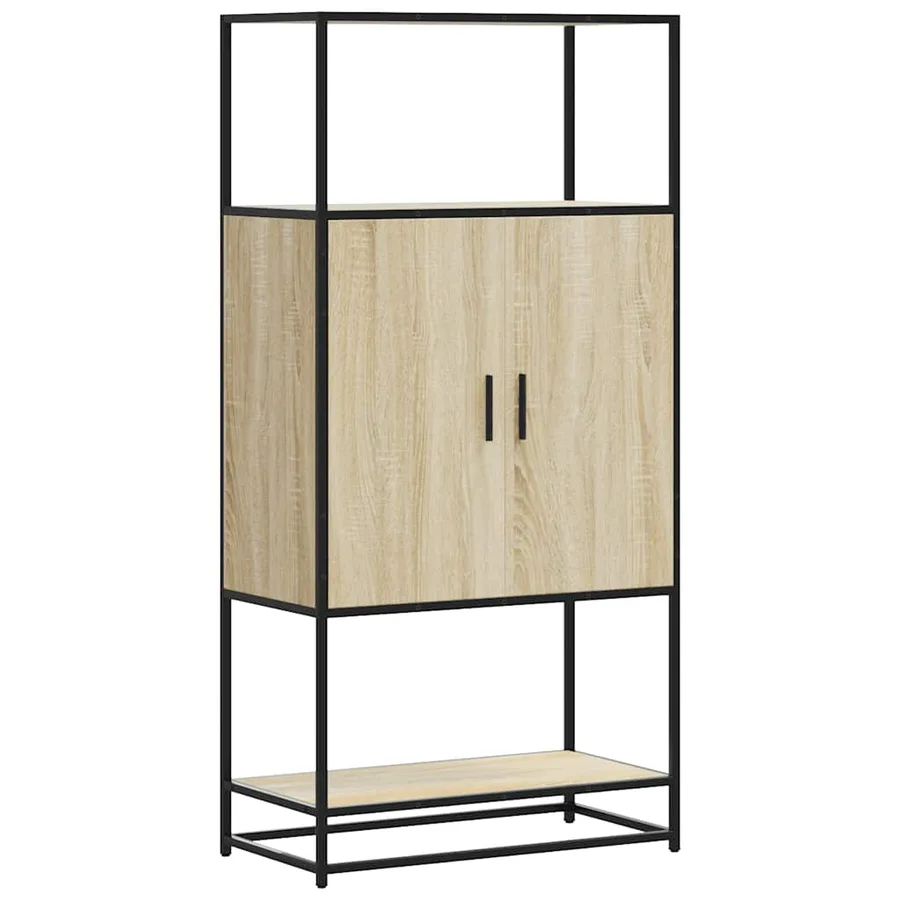 Buffet haut chêne sonoma 68x35x139 cm bois d'ingénierie métal - 2