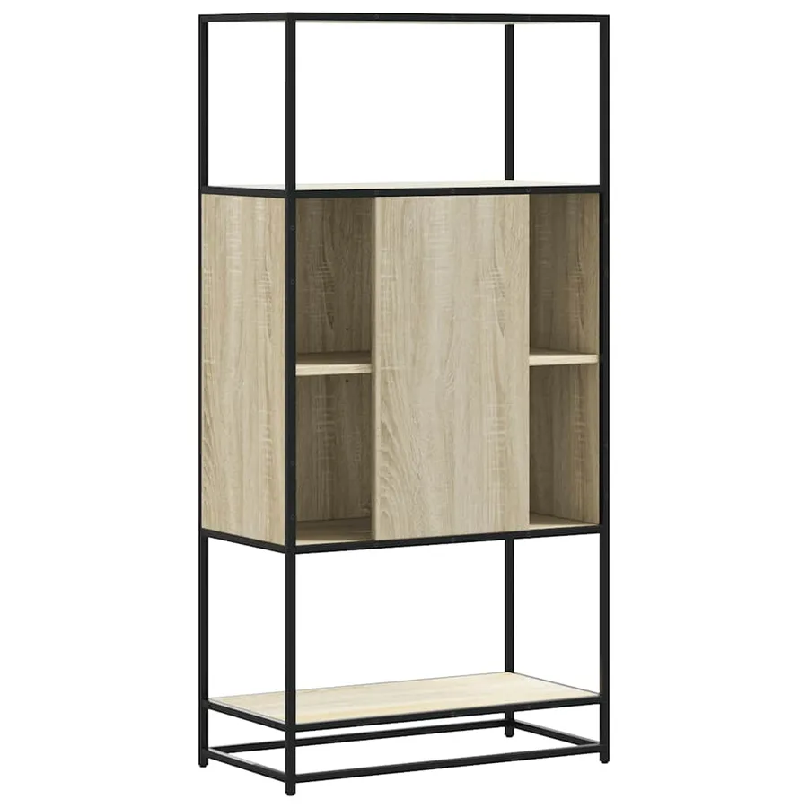 Buffet haut chêne sonoma 68x35x139 cm bois d'ingénierie métal - 6