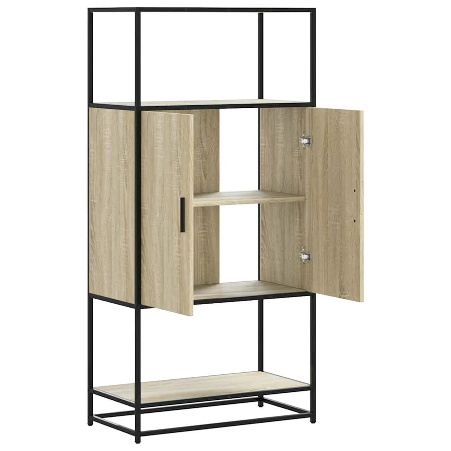 Buffet haut chêne sonoma 68x35x139 cm bois d'ingénierie métal - 7