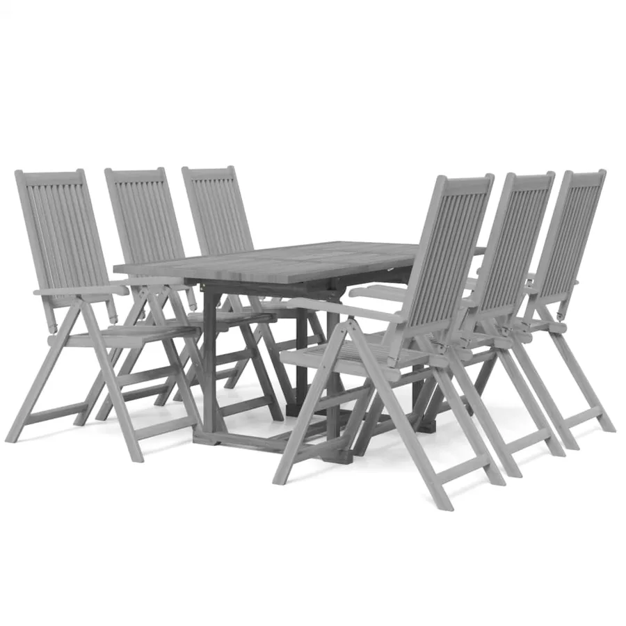 Ensemble à manger de jardin 7 pcs Bois d'acacia solide - 2