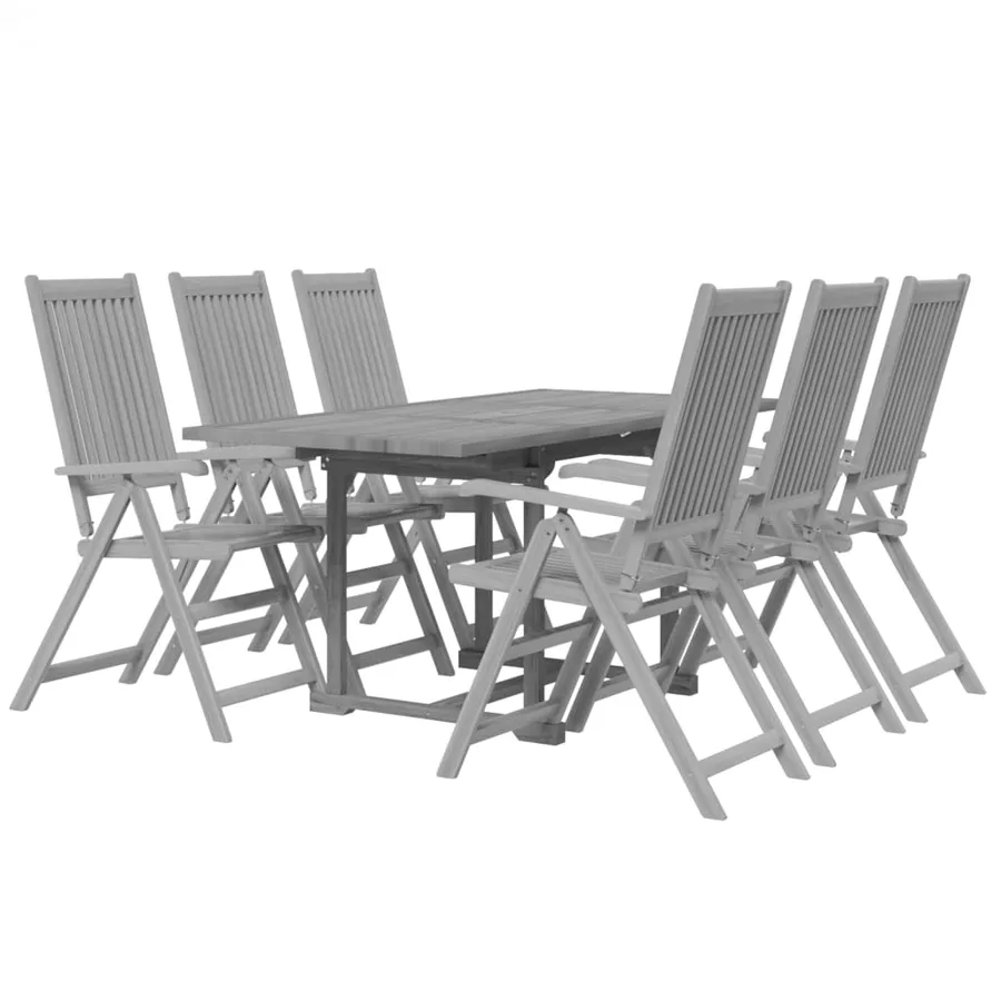 Ensemble à manger de jardin 7 pcs Bois d'acacia solide - 3