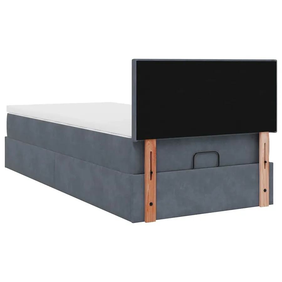 Cadre de lit ottoman avec matelas gris foncé 100x200 cm velours - 11