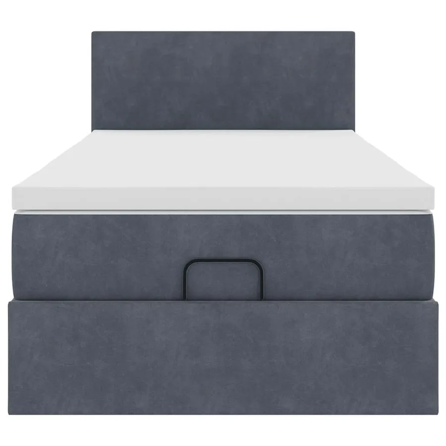 Cadre de lit ottoman avec matelas gris foncé 100x200 cm velours - 7