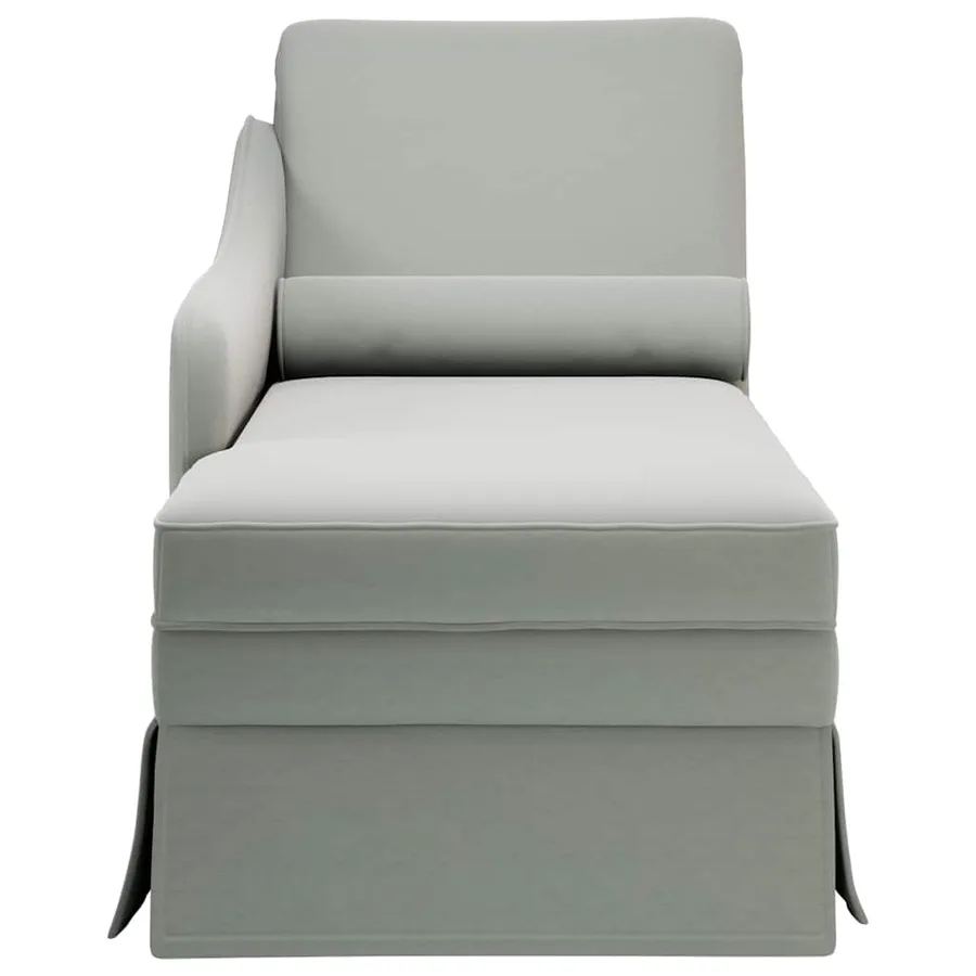 Fauteuil long et traversin accoudoir droit gris clair velours - 4
