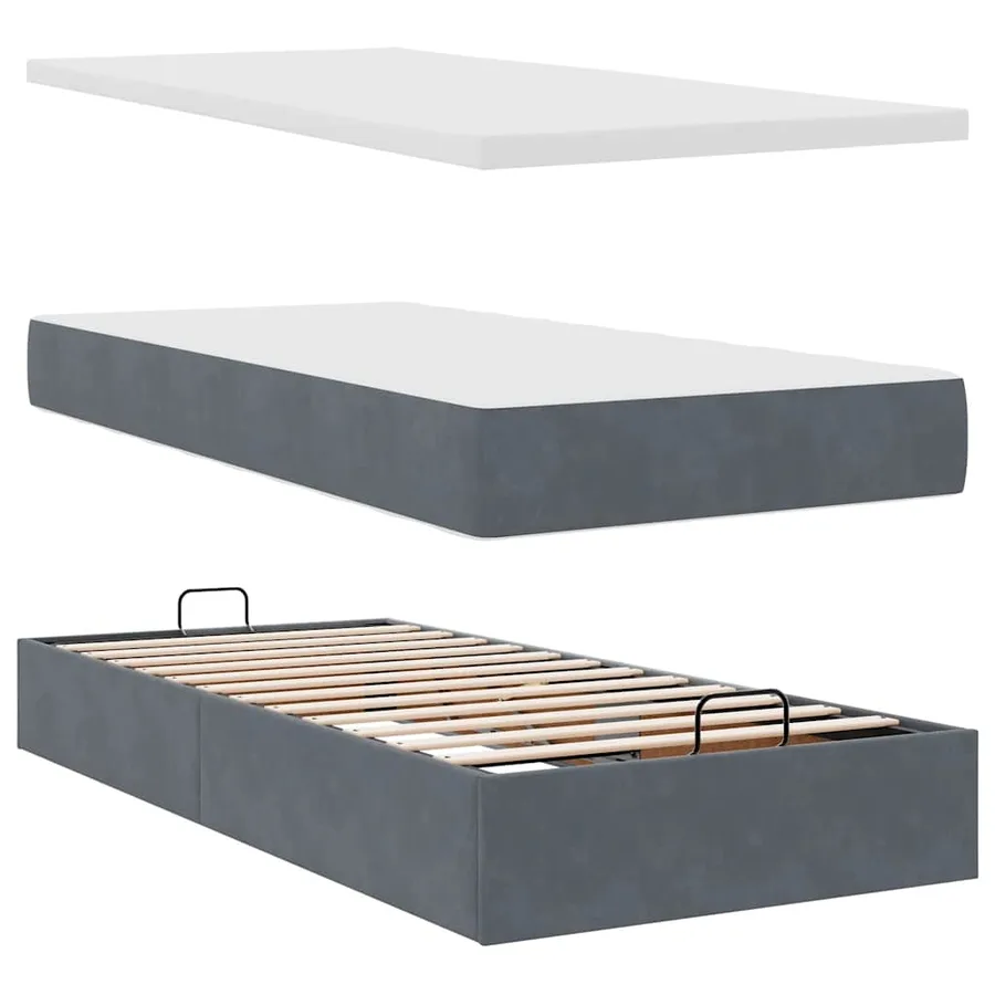 Cadre de lit ottoman avec matelas gris foncé 200x200 cm velours - 7