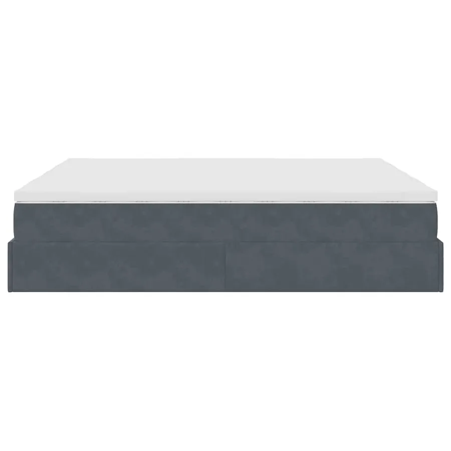 Cadre de lit ottoman avec matelas gris foncé 200x200 cm velours - 8