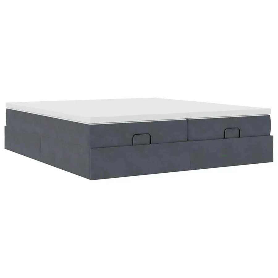Cadre de lit ottoman avec matelas gris foncé 200x200 cm velours - 9