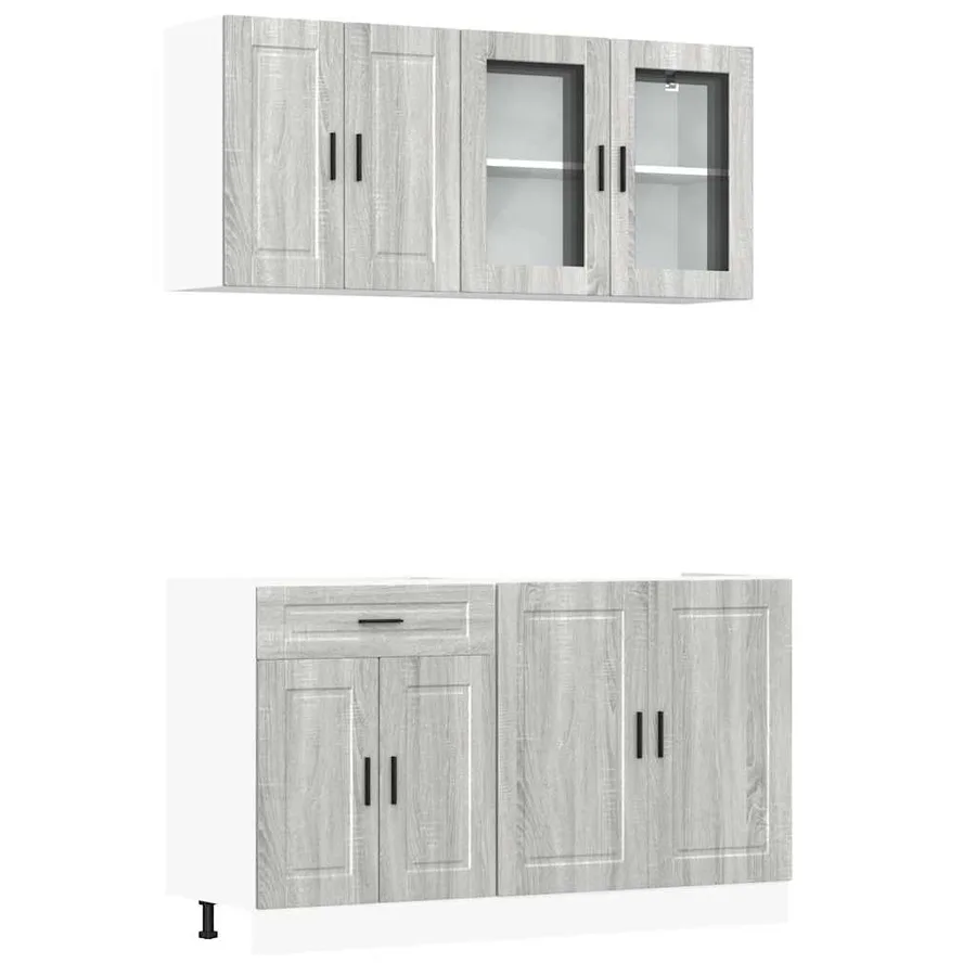 Ensemble de 4 meubles de cuisine "Porto" en bois d'ingénierie Sonoma gris - 2