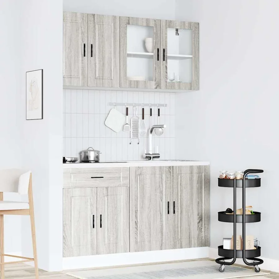 Ensemble de 4 meubles de cuisine "Porto" en bois d'ingénierie Sonoma gris - 3