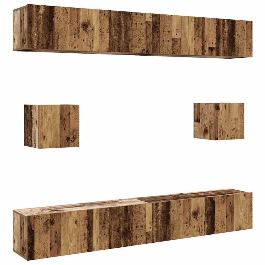 Ensemble de meuble TV mural 6 pcs vieux bois bois d'ingénierie - 2