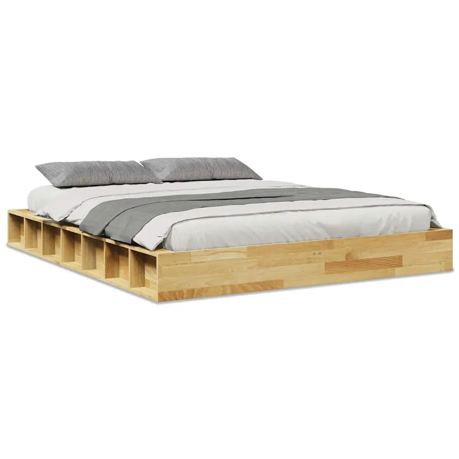 Cadre de lit sans matelas 140x190 cm bois massif de chêne - 2