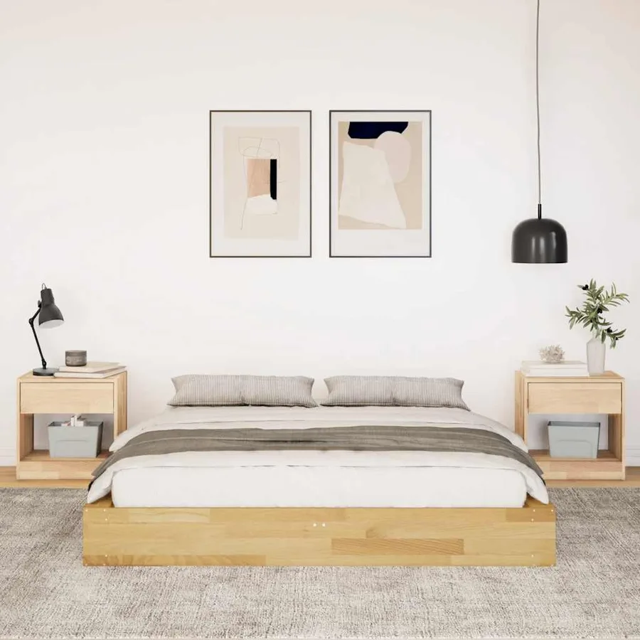 Cadre de lit sans matelas 140x190 cm bois massif de chêne - 4