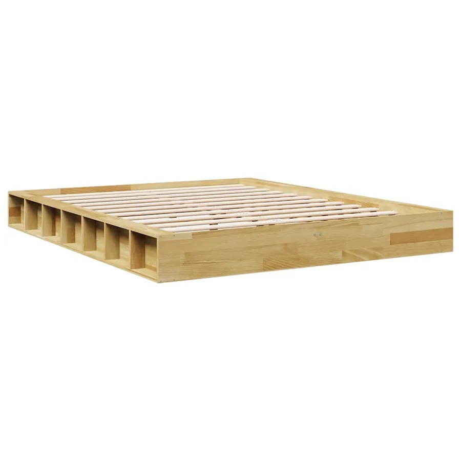 Cadre de lit sans matelas 140x190 cm bois massif de chêne - 8