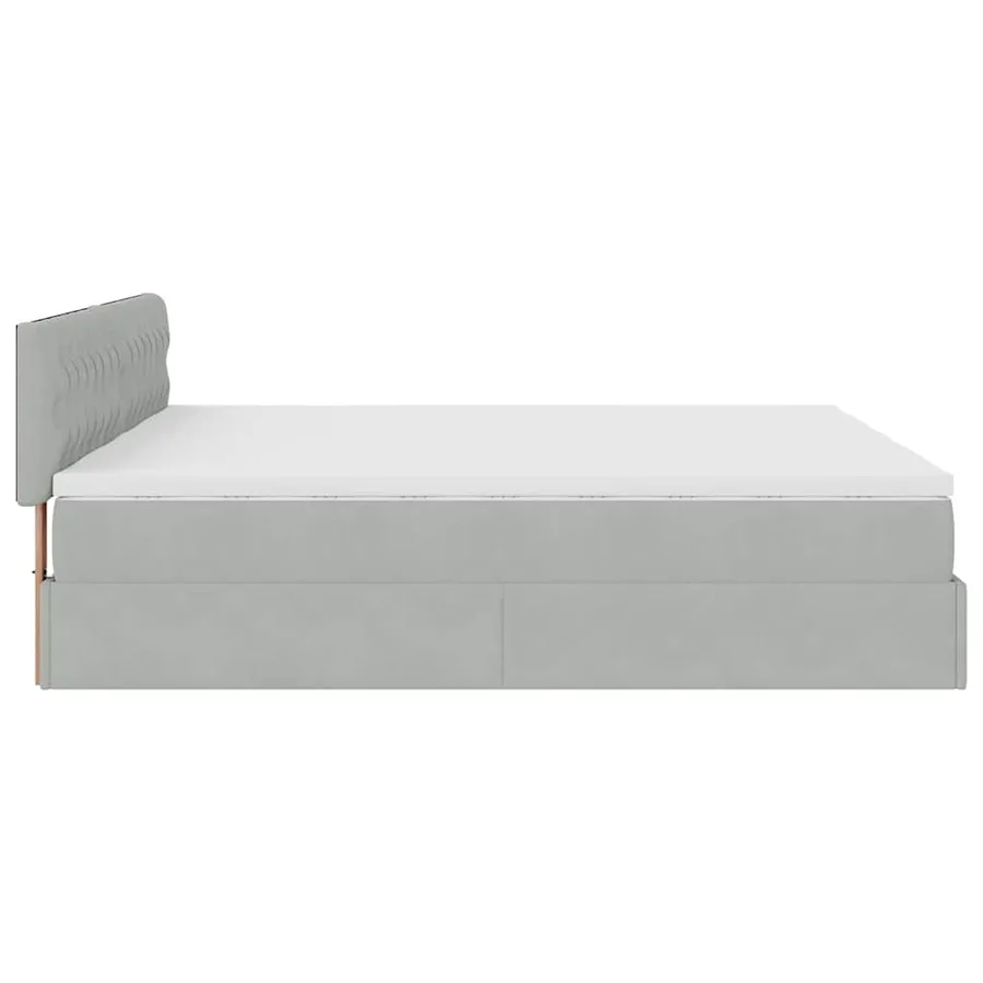 Cadre de lit ottoman avec matelas gris clair 200x200 cm velours - 11