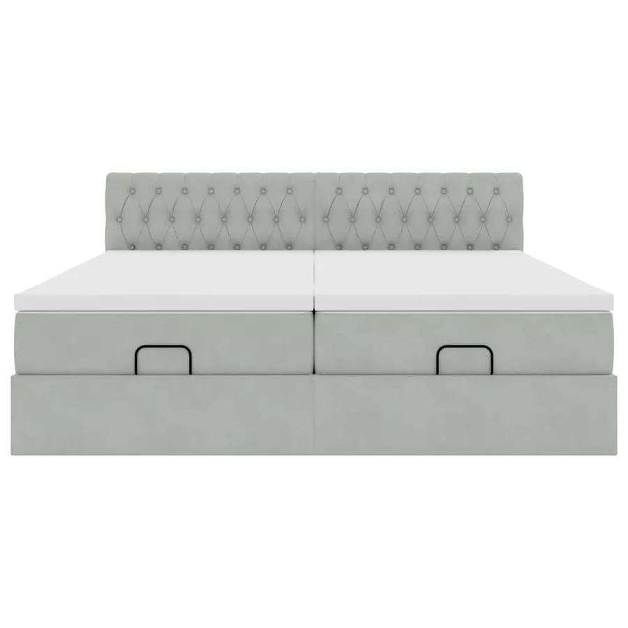 Cadre de lit ottoman avec matelas gris clair 200x200 cm velours - 8