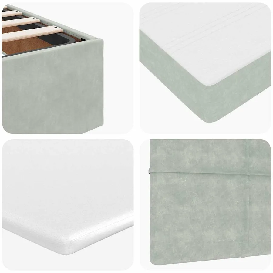 Cadre de lit ottoman avec matelas gris clair 200x200 cm velours - 14