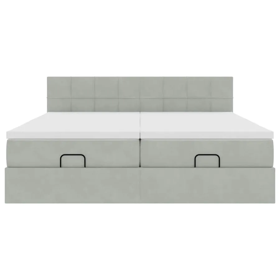 Cadre de lit ottoman avec matelas gris clair 200x200 cm velours - 7