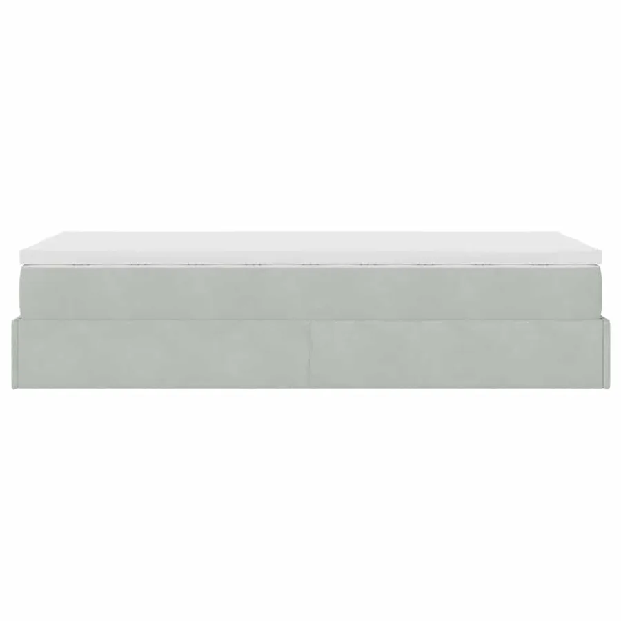 Cadre de lit ottoman et matelas gris clair 100x200 cm velours - 9