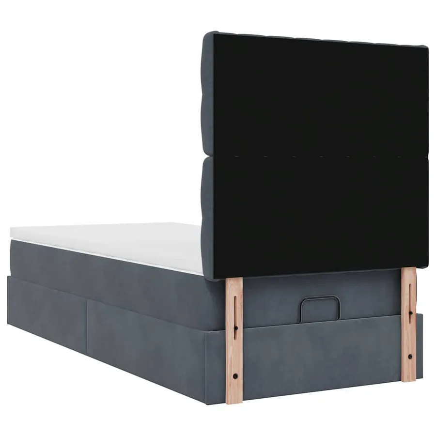 Cadre de lit ottoman avec matelas gris foncé 100x200 cm velours - 10