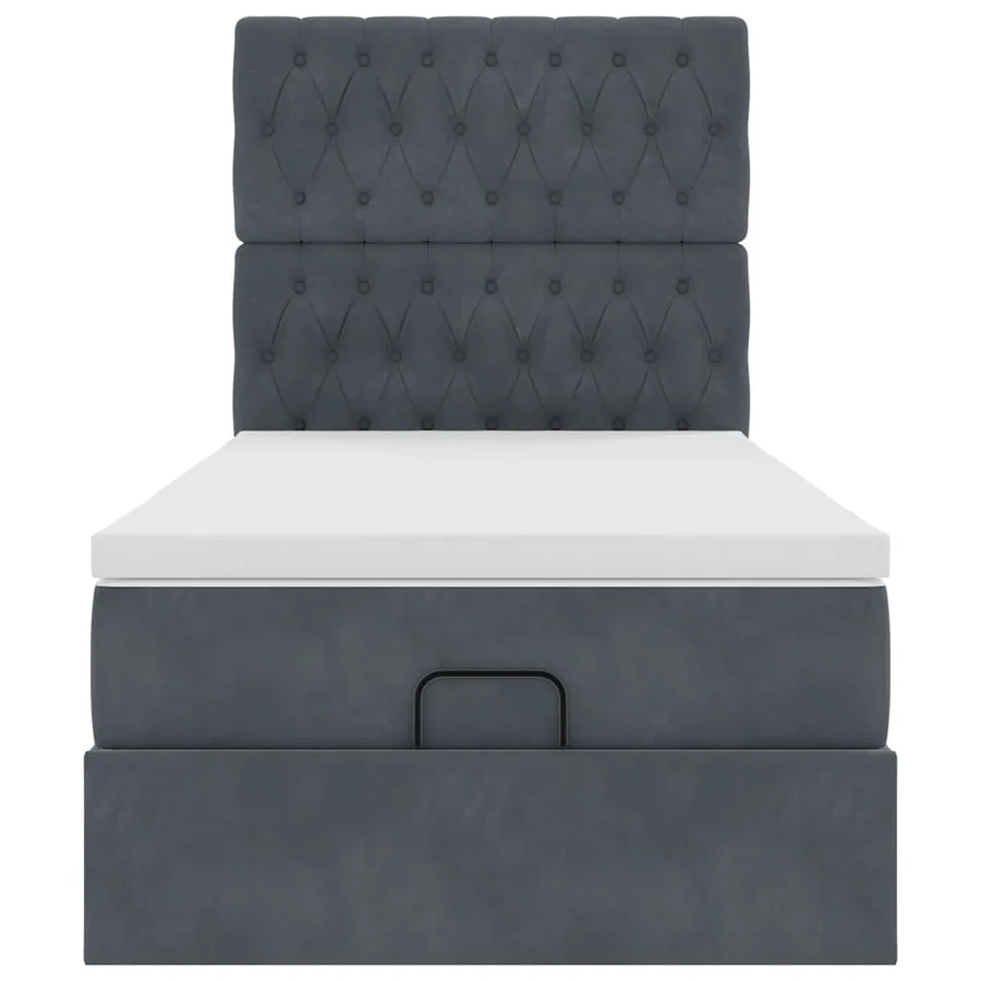 Cadre de lit ottoman avec matelas gris foncé 100x200 cm velours - 8