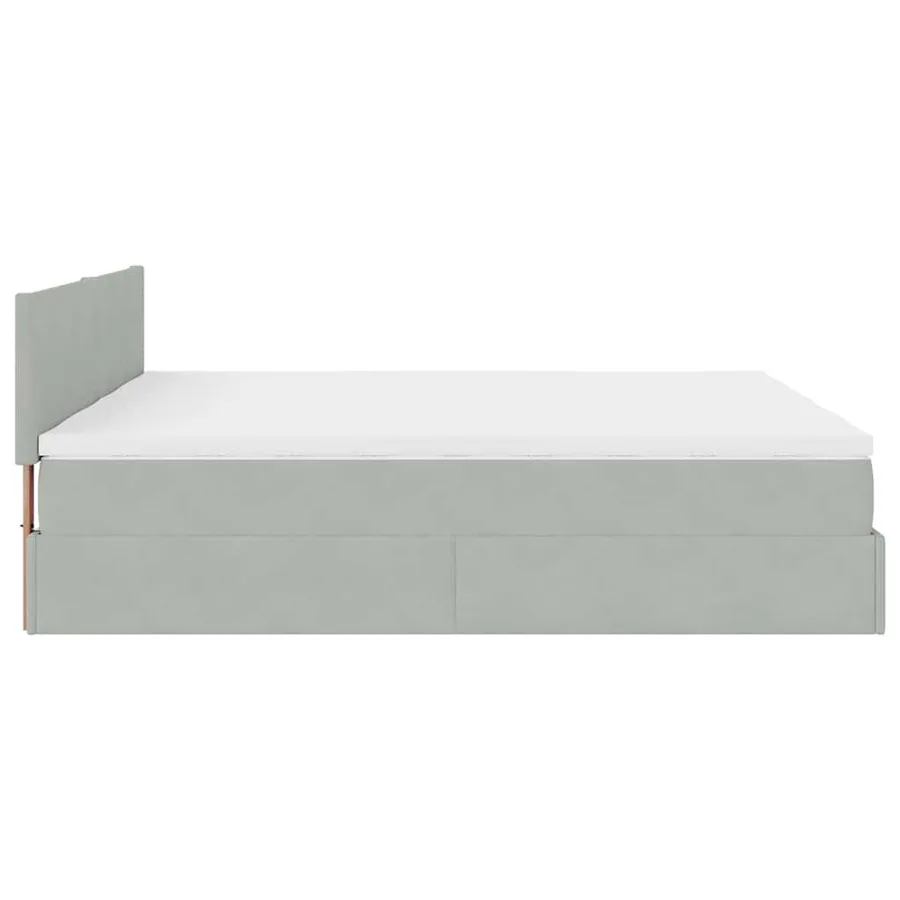 Cadre de lit ottoman avec matelas gris clair 200x200 cm velours - 11