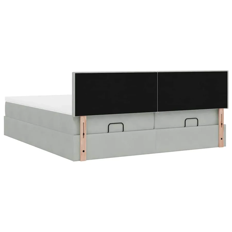 Cadre de lit ottoman avec matelas gris clair 200x200 cm velours - 12