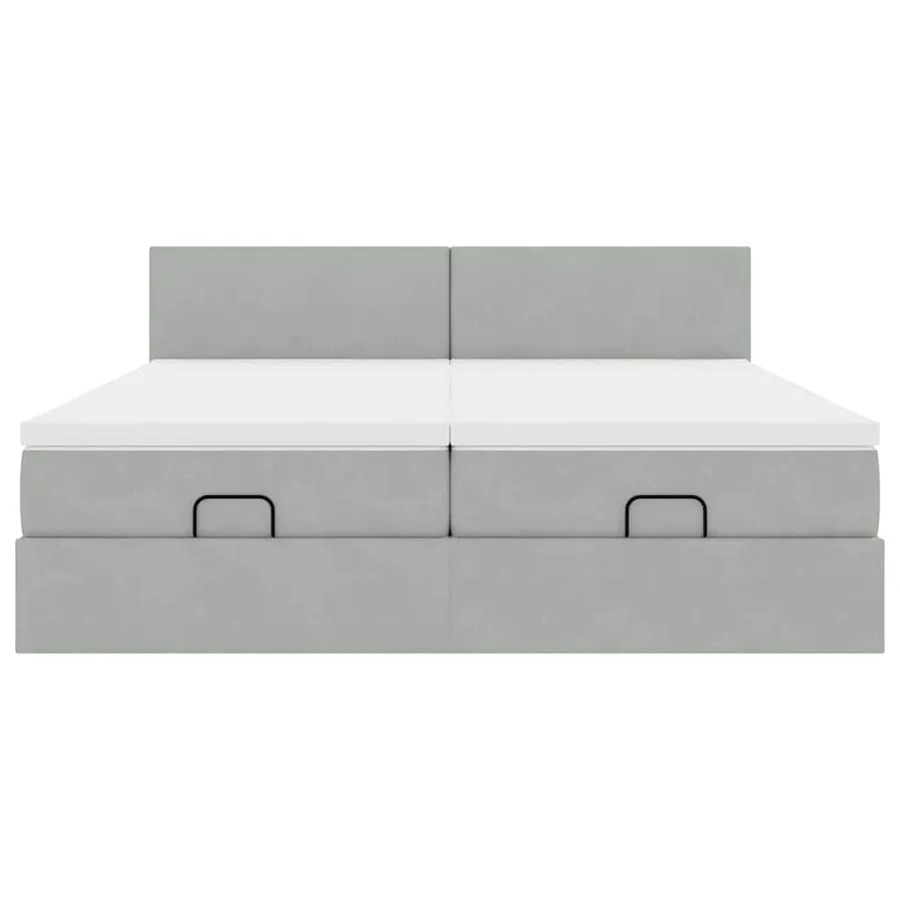 Cadre de lit ottoman avec matelas gris clair 200x200 cm velours - 7