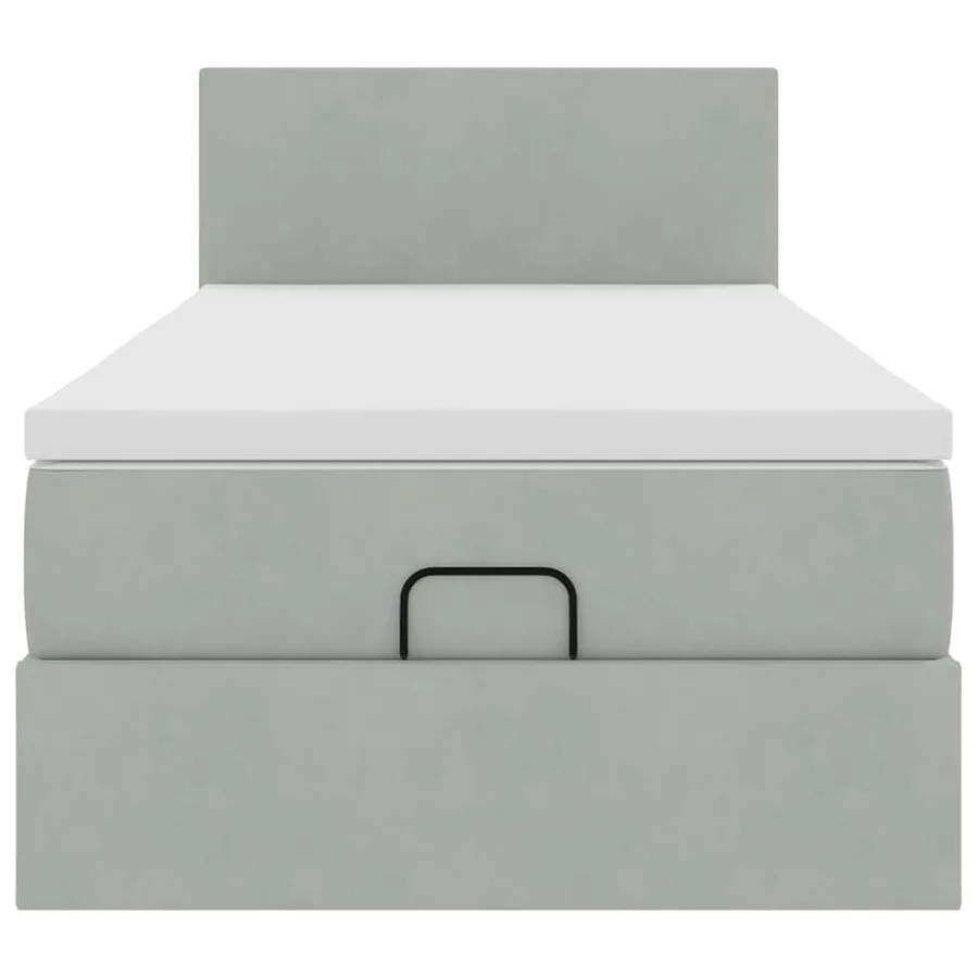 Cadre de lit ottoman et matelas gris clair 100x200 cm velours - 6