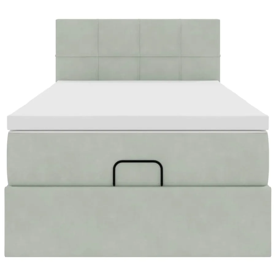 Cadre de lit ottoman et matelas gris clair 100x200 cm velours - 7