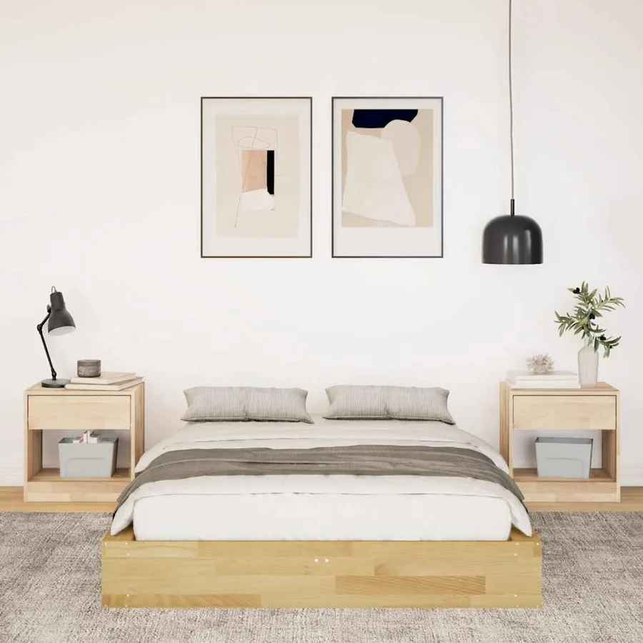 Cadre de lit sans matelas 120x190 cm bois massif de chêne - 4