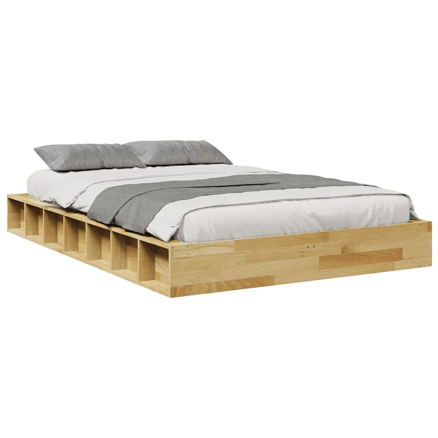 Cadre de lit sans matelas 120x190 cm bois massif de chêne - 5