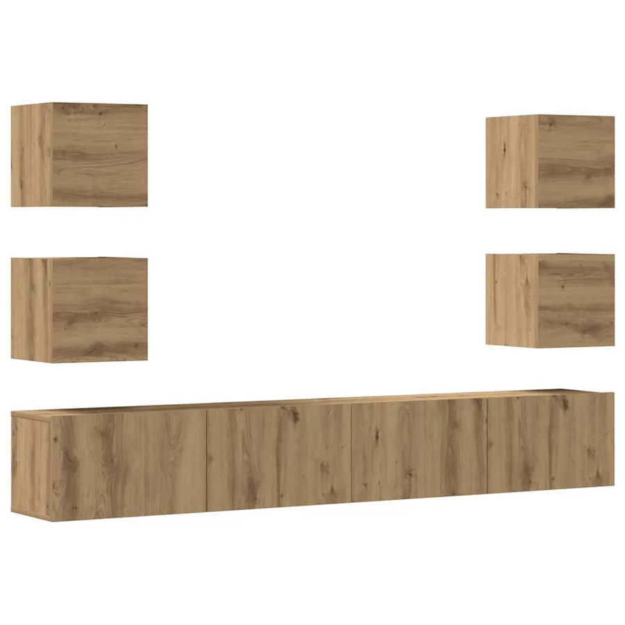 Meubles TV muraux 6 pcs chêne artisanal bois d'ingénierie - 2
