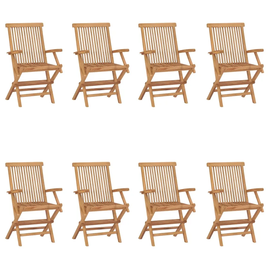 Chaises pliables de jardin lot de 8 Bois de teck solide