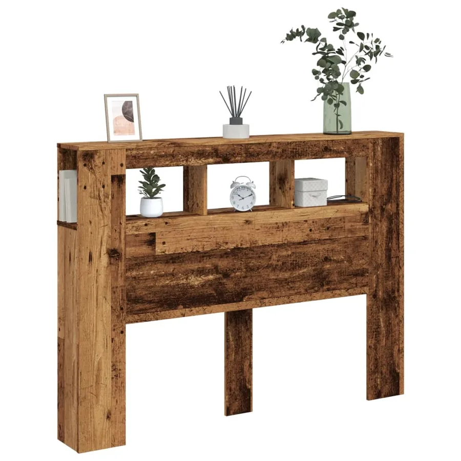Tête de lit à LED vieux bois 140x18,5x103,5cm bois d'ingénierie - 12