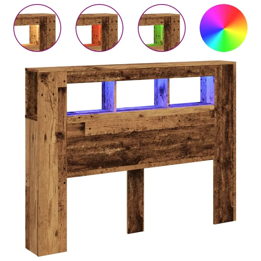 Tête de lit à LED vieux bois 140x18,5x103,5cm bois d'ingénierie - 2