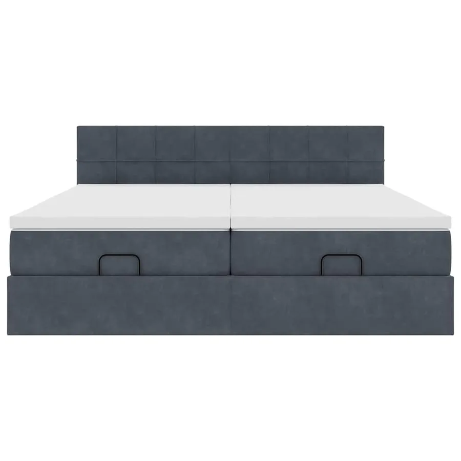 Cadre de lit ottoman avec matelas gris foncé 200x200 cm velours - 8