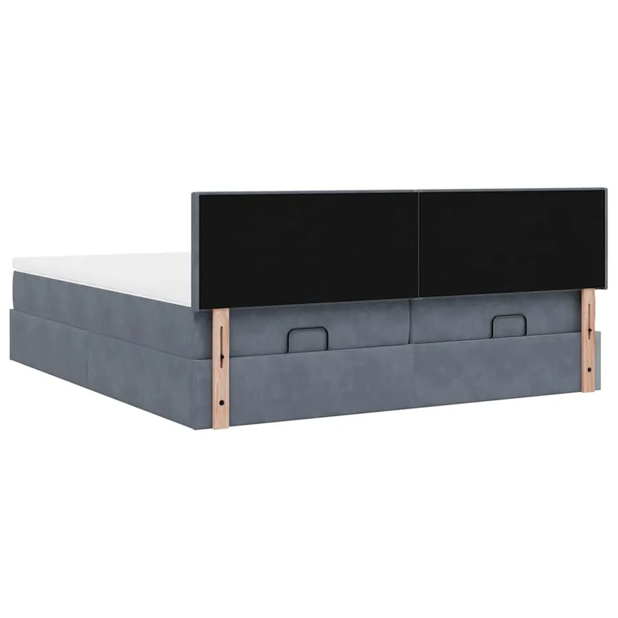 Cadre de lit ottoman avec matelas gris foncé 200x200 cm velours - 11