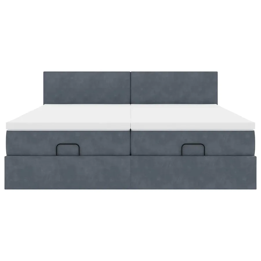 Cadre de lit ottoman avec matelas gris foncé 200x200 cm velours - 7