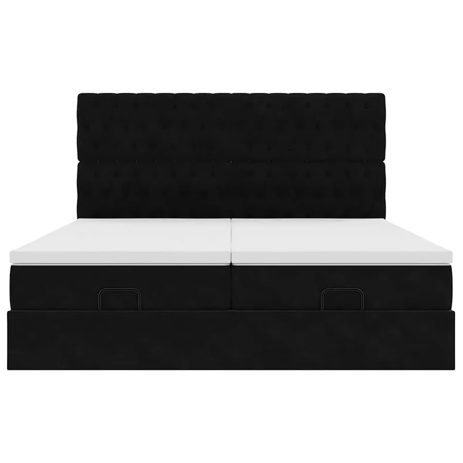 Cadre de lit ottoman avec matelas noir 180x200cm velours - 8