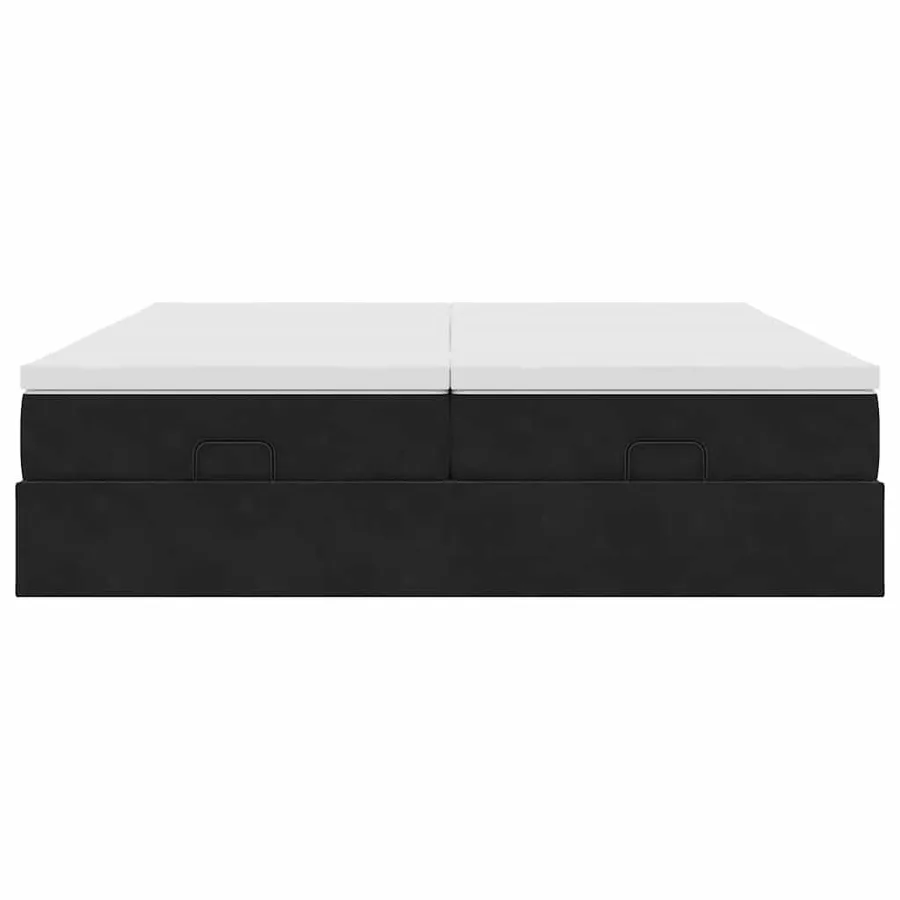 Cadre de lit ottoman avec matelas noir 180x200cm velours - 6