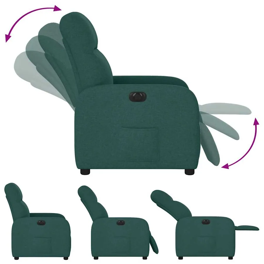 Fauteuil inclinable électrique Vert foncé Tissu - 8