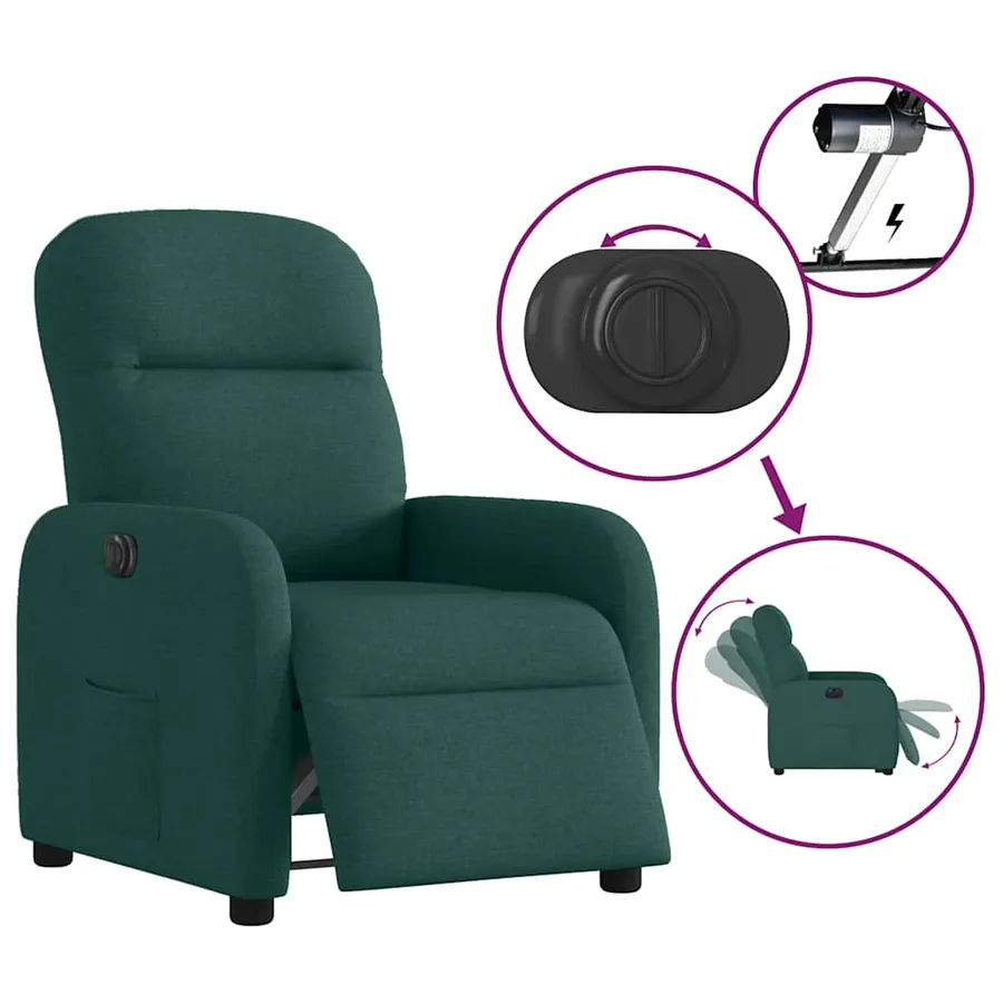 Fauteuil inclinable électrique Vert foncé Tissu - 9