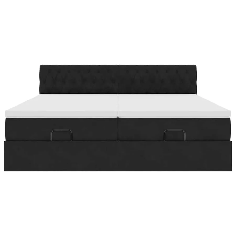 Cadre de lit ottoman avec matelas noir 180x200cm velours - 7